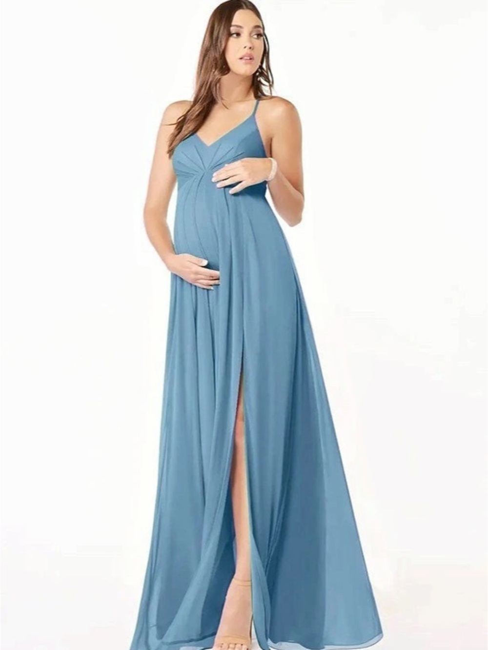AZAZIE Maternity Bridesmaid Dress in Steel Blue Size A10 Like New